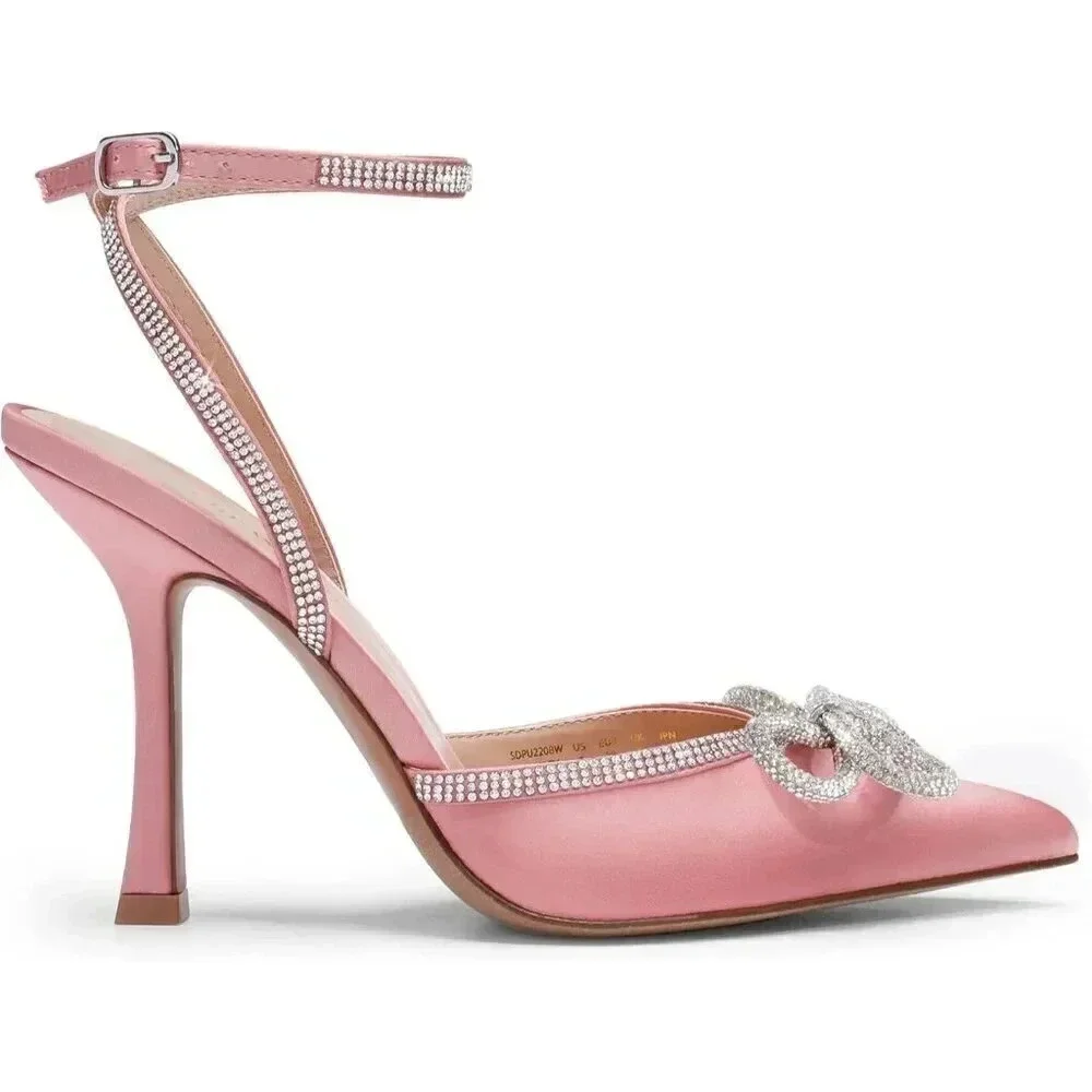 Women's High Heels Destiny Closed Toe Strappy Heels Sexy Rhinestone Ankle Strap - Picture 2 of 6